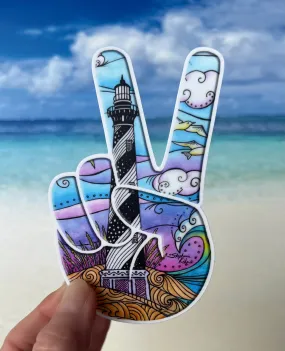 Cape Hatteras Lighthouse Peace Sign Sticker