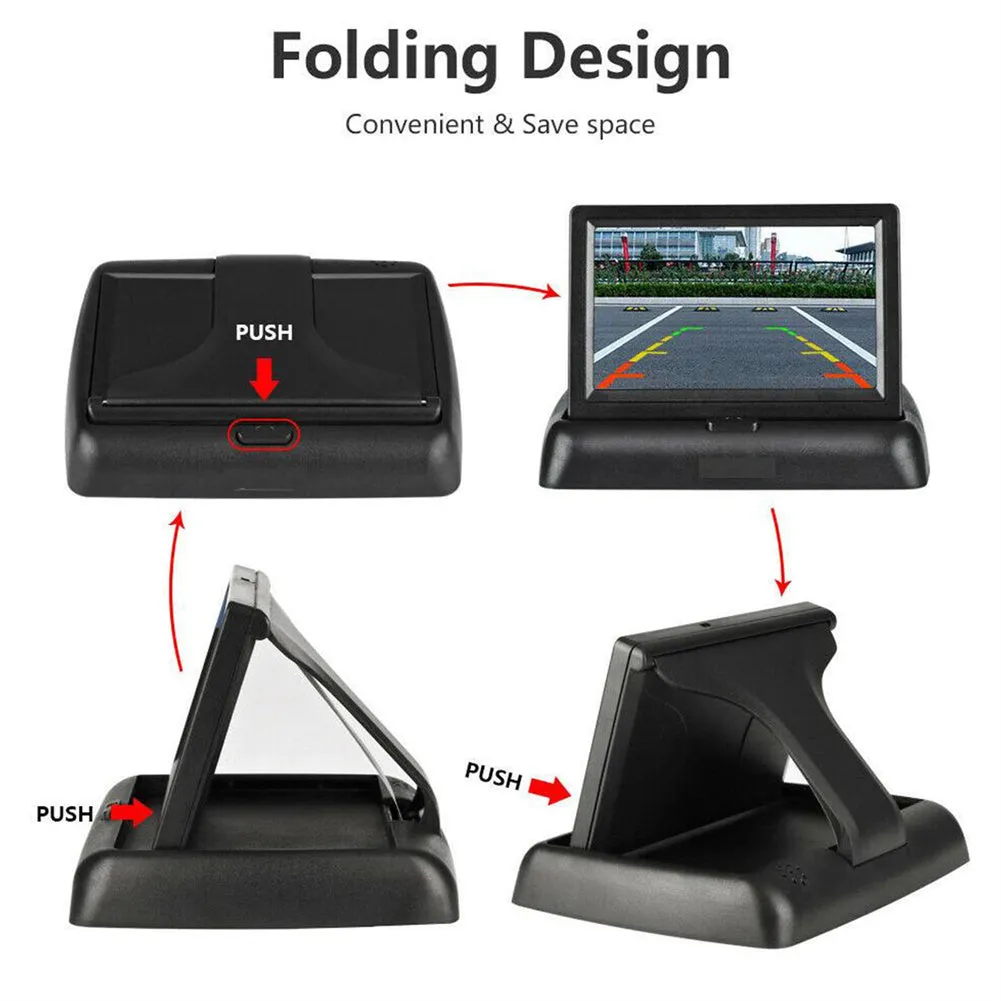 Car Monitor 4.3-inch Tft LCD Screen Folding Night Vision for Rear