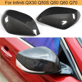 Car Rearview Mirror Covers Caps For Infiniti Q50 Q50S Sedan 2014-2019 Side Mirror Covers Caps Shell Replace Carbon Fiber / ABS