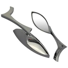 Cipa USA 01905 Motorcycle Teardrop Mirror Kit; Chrome [Left And Right Side];