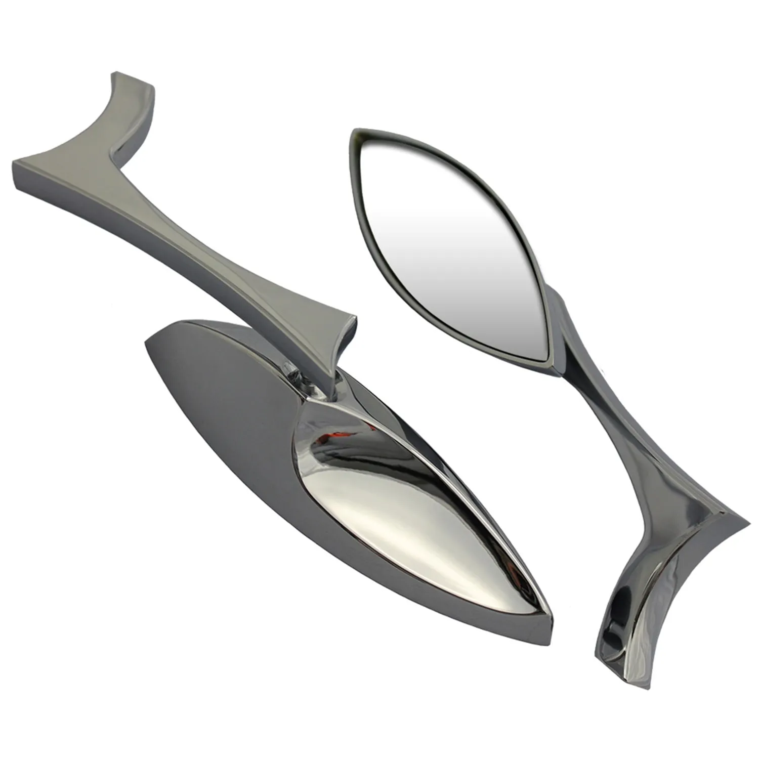 Cipa USA 01905 Motorcycle Teardrop Mirror Kit; Chrome [Left And Right Side];