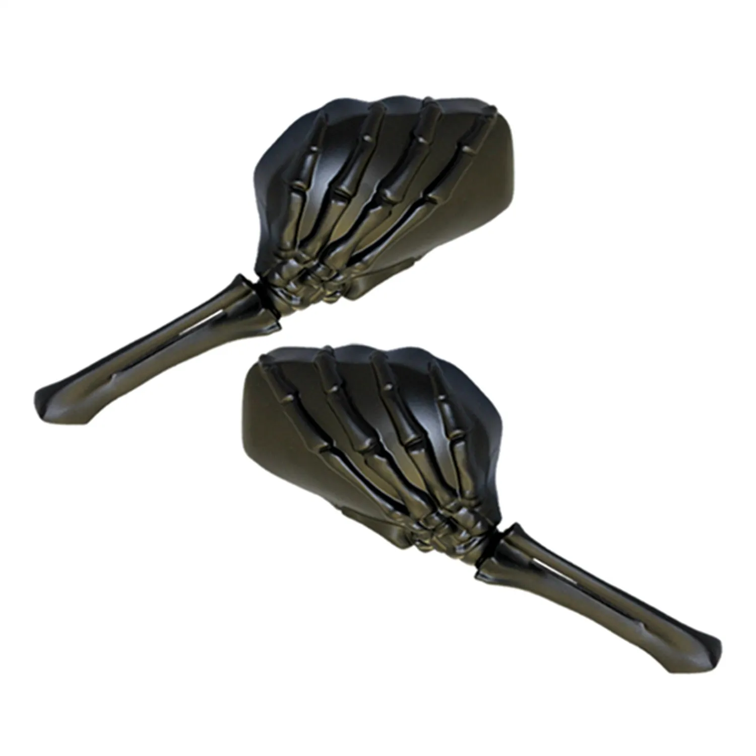 Cipa USA 01916 Motorcycle Skeleton Hand Mirror; Black Stem w/Black Head [Left And Right Side];