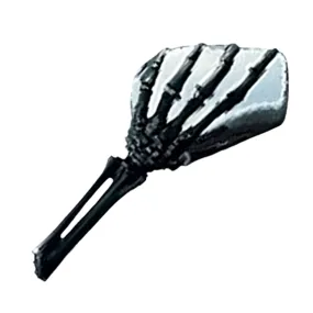 Cipa USA 01918 Motorcycle Skeleton Hand Mirror; Black Stem w/Chrome Head [Left And Right Side];