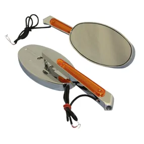 Cipa USA 01940 Motorcycle Oval LED Lighted Mirror Kit; Chrome [Left And Right Side];