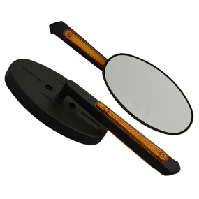 Cipa USA 01941 Motorcycle Oval LED Lighted Mirror Kit; Black [Left And Right Side];