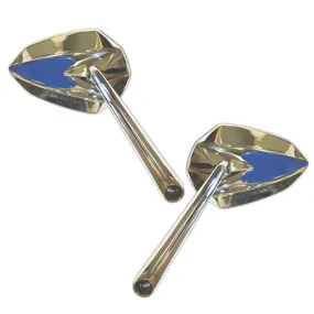 Cipa USA 01946 Motorcycle Mirror Kit; Ultra Blue On Chrome [Left And Right Side];