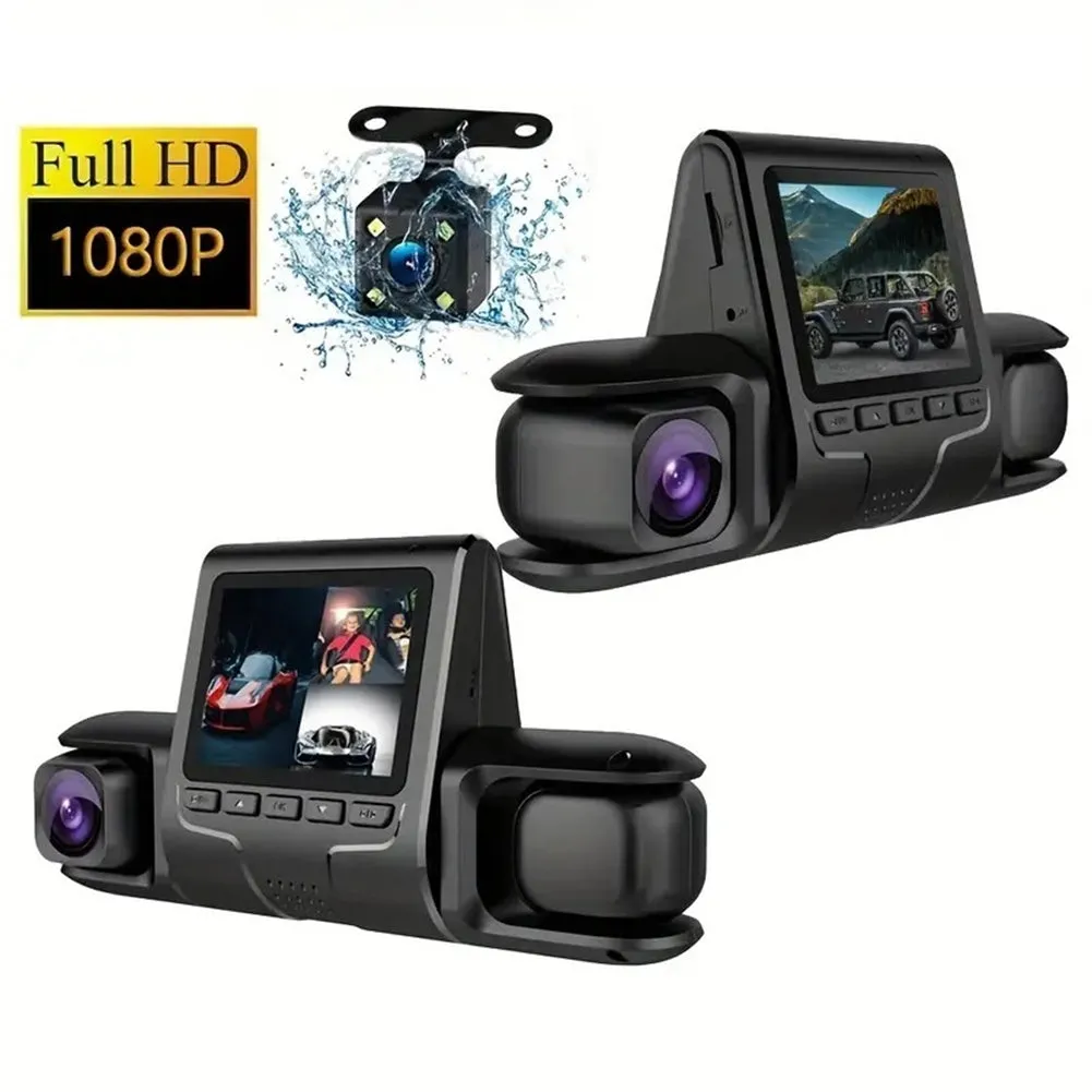 Dash Cam 3 Channel Front Rear Inside 1080P Car Dvr Dashboard