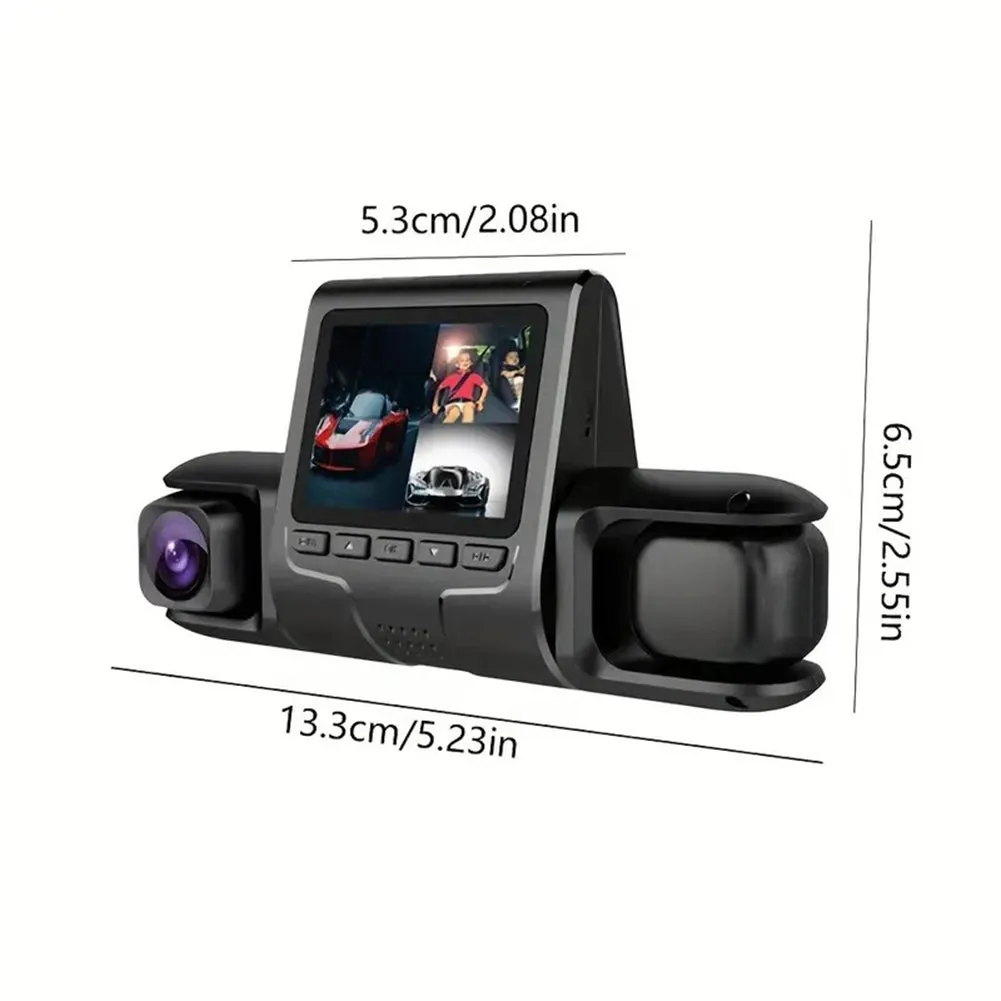 Dash Cam 3 Channel Front Rear Inside 1080P Car Dvr Dashboard