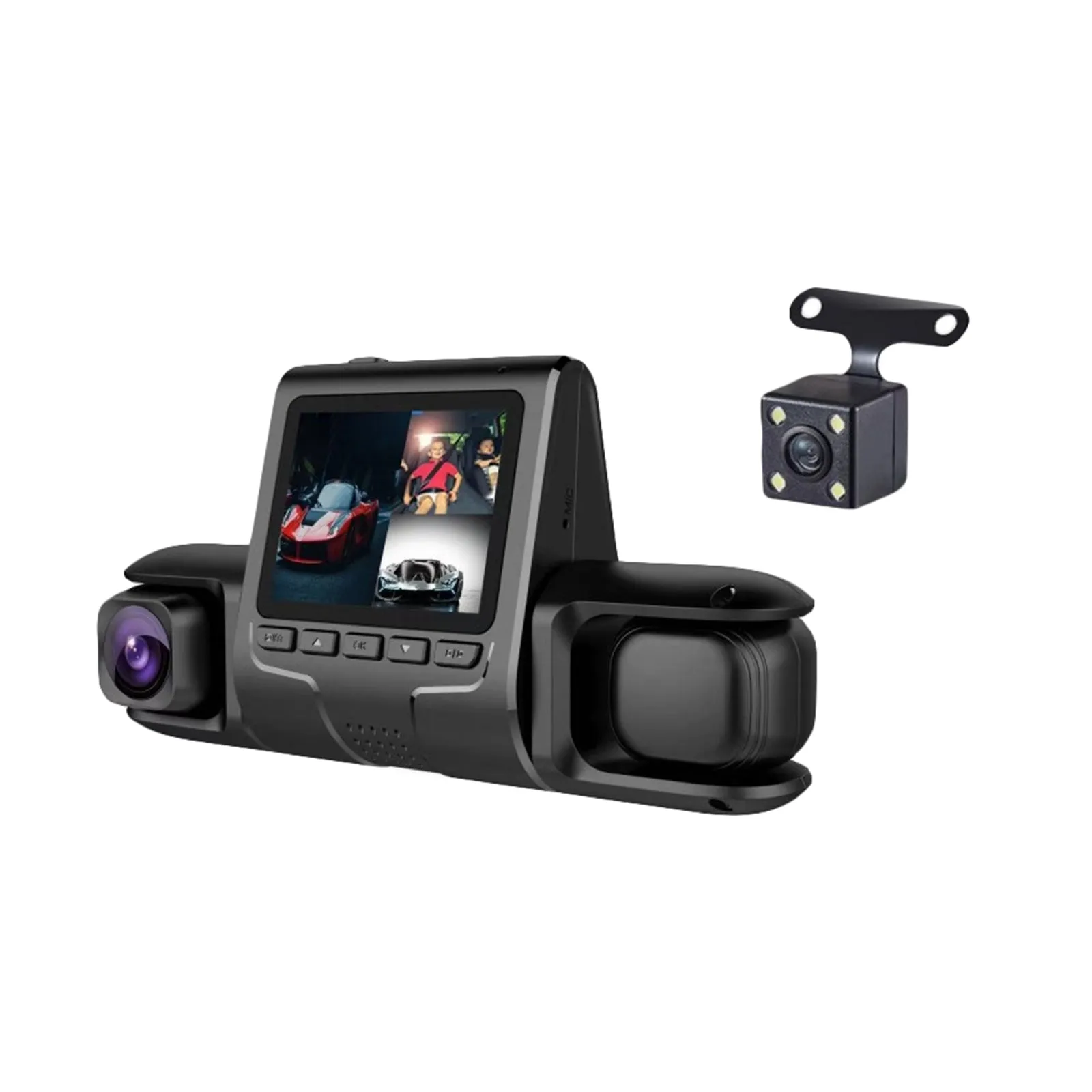Dash Cam 3 Channel Front Rear Inside 1080P Car Dvr Dashboard