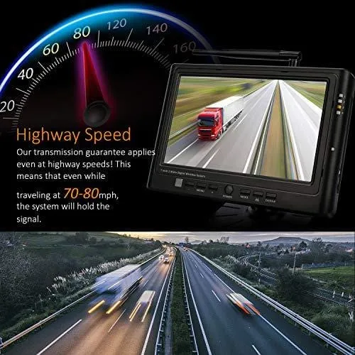 Digital Wireless Backup Camera System Kit, IP69K Waterproof Wireless Rear View Camera   7'' LCD Wireless Reversing Monitor for Trailer, RV, Bus, Trucks, Horse-trailer, School Bus, Farm Machine,etc