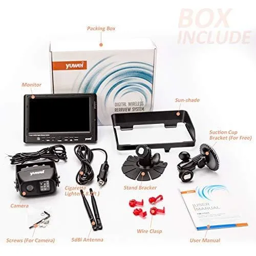 Digital Wireless Backup Camera System Kit, IP69K Waterproof Wireless Rear View Camera   7'' LCD Wireless Reversing Monitor for Trailer, RV, Bus, Trucks, Horse-trailer, School Bus, Farm Machine,etc