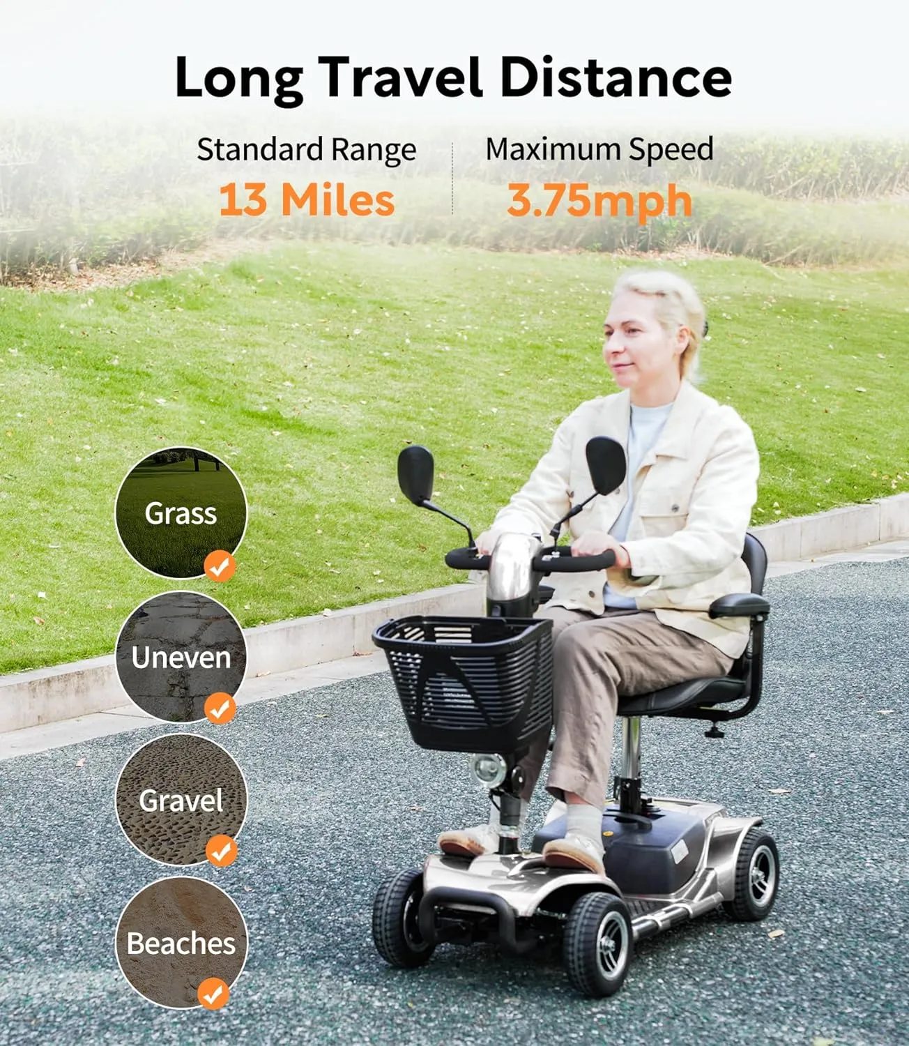 Electric Mobility Scooter I Powered All Terrain Motorized Scooter I Foldable Power Wheelchair  4 Wheel  I Model M523AS