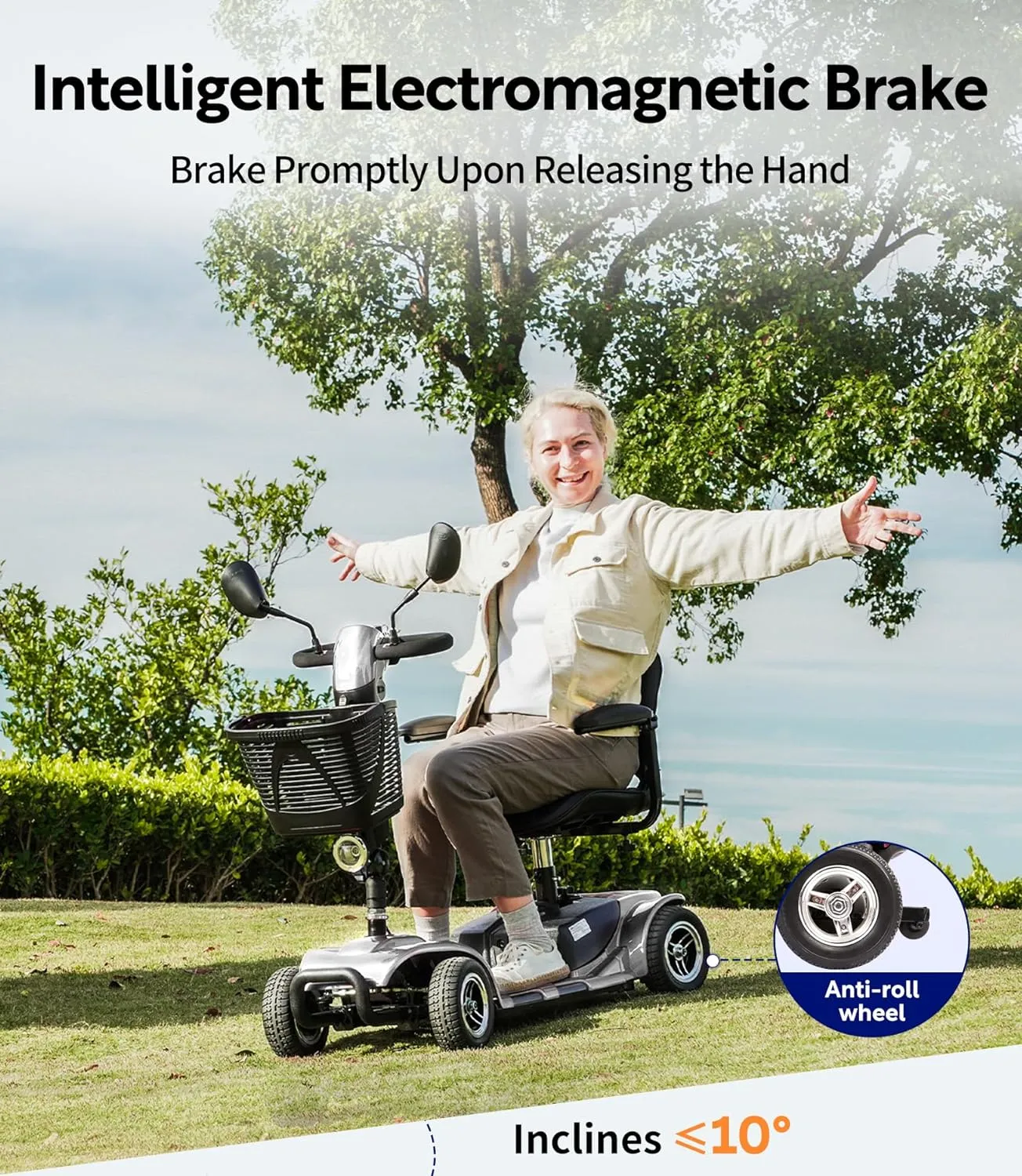 Electric Mobility Scooter I Powered All Terrain Motorized Scooter I Foldable Power Wheelchair  4 Wheel  I Model M523AS