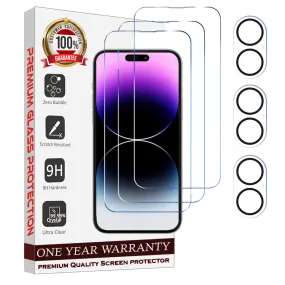 Entronix 6-Pack for Apple iPhone 16 Plus, 3 Clear Tempered Glass Screen Protectors & 3 Camera Lens Protectors