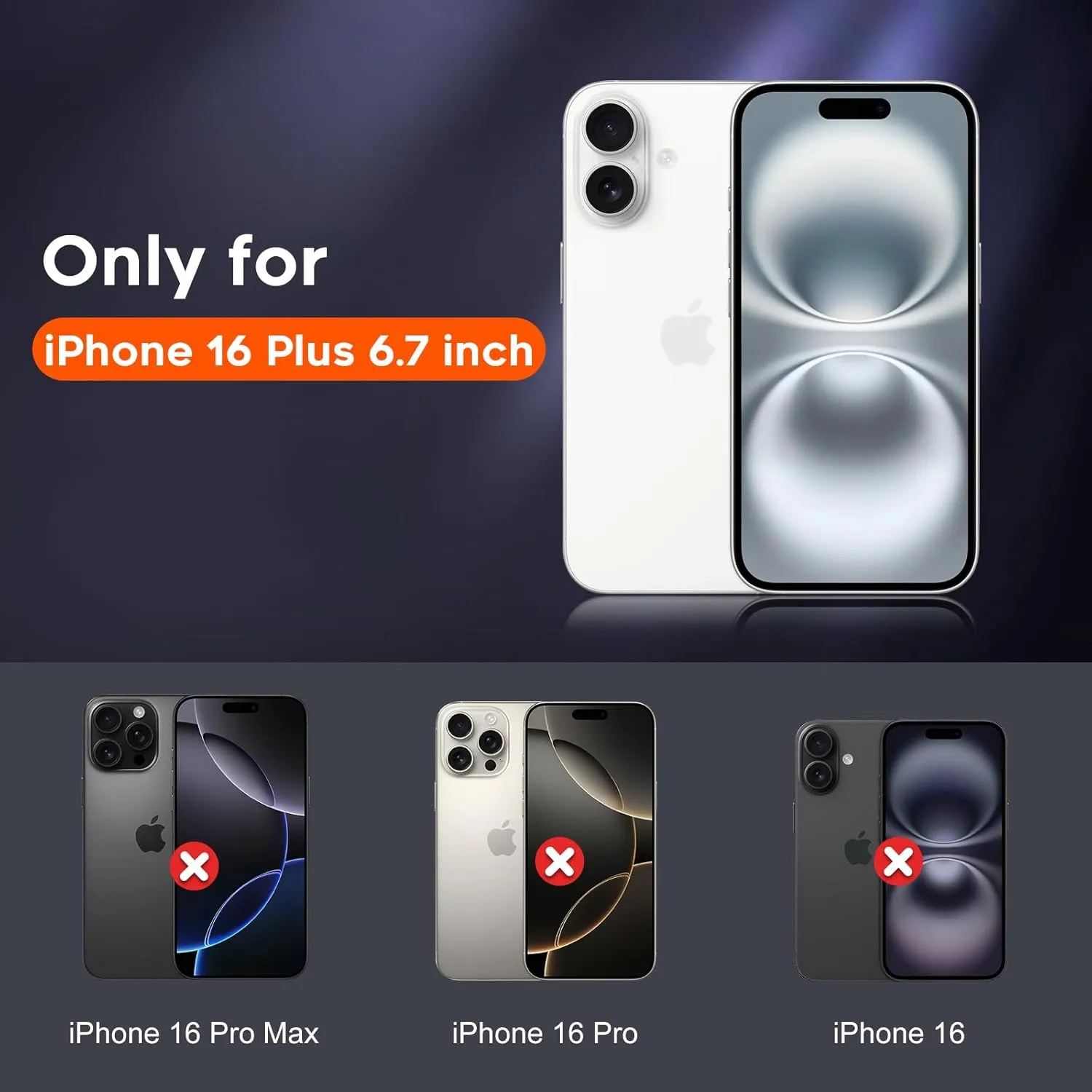 Entronix 6-Pack for Apple iPhone 16 Plus, 3 Clear Tempered Glass Screen Protectors & 3 Camera Lens Protectors