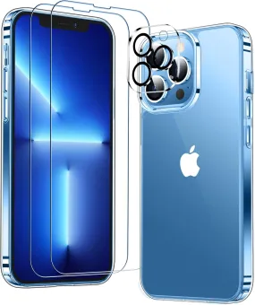 Entronix Case Heavy Duty Transparent Case for Apple iPhone 13 Pro Max Clear with 2 Screen Protector and 1 Camera Lens, Shockproof Dropproof Slim Case