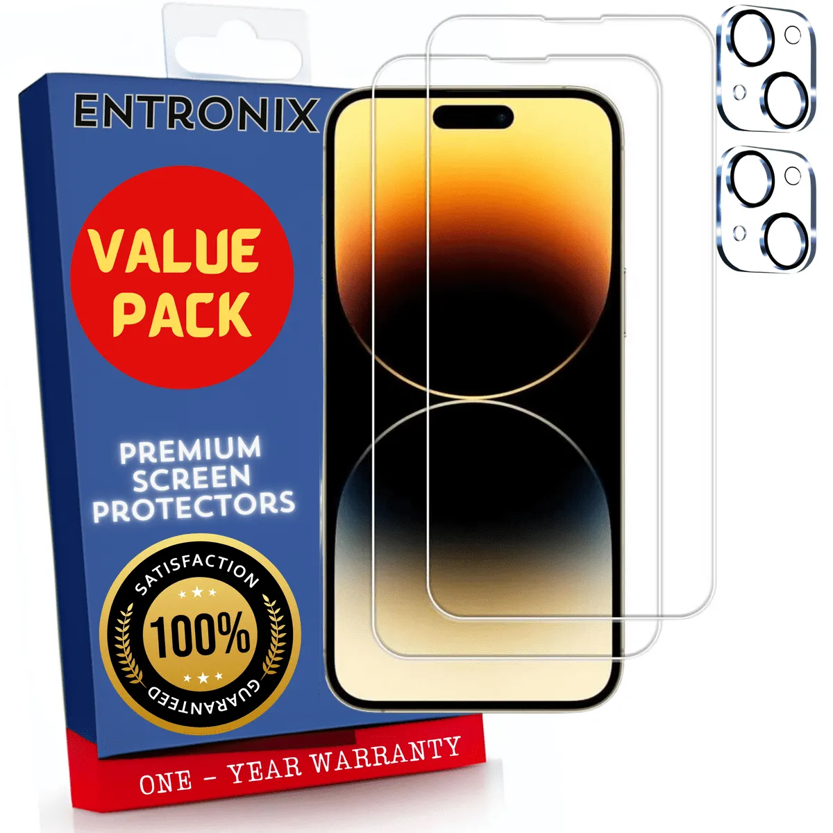 Entronix Case Screen Protector Bundle with Camera Cover Designed for Apple iPhone 15 Plus Clear Built Anti Scratch, Bubble Free Easy Install,2 PACK