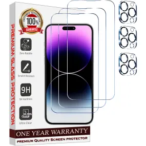 Entronix Case Screen Protector Bundle with Camera Cover Designed for Apple iPhone 15 Pro Clear 9H Hardness,Bubble Free Easy Install, 3 PACK