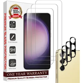 Entronix Case Screen Protector Bundle with Camera Cover for Samsung Galaxy S23 Plus Clear Built Anti Scratch, Bubble Free Easy Install, 3 PACK