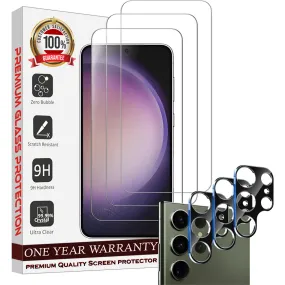 Entronix Case Screen Protector Bundle with Camera Cover for Samsung Galaxy S23 Ultra Clear Built Anti Scratch, Bubble Free Easy Install, 3 PACK