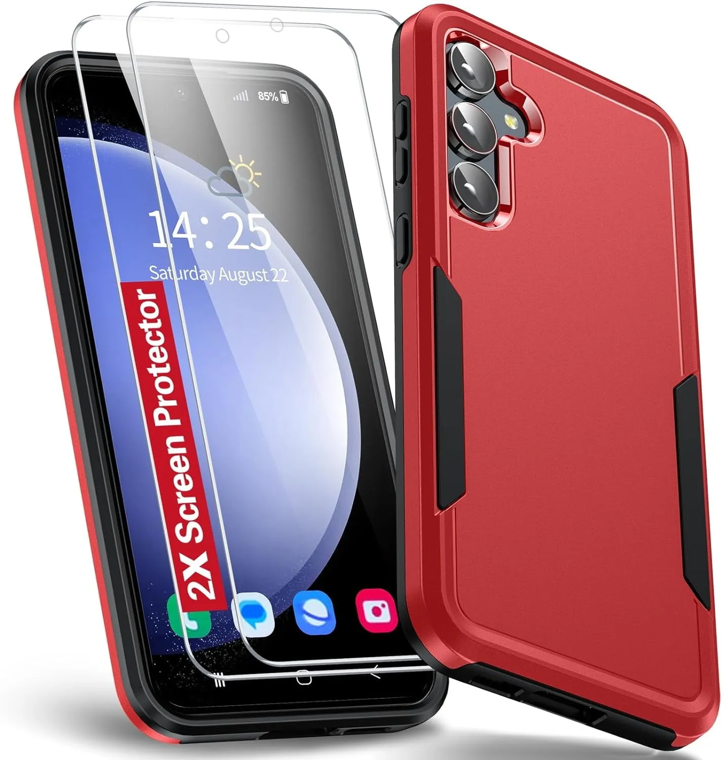 Entronix Heavy Duty Case Designed for Samsung Galaxy A14 Case with 2 Pack Tempered Glass Screen Protector, Shockproof Dropproof Anti-Scratch Case