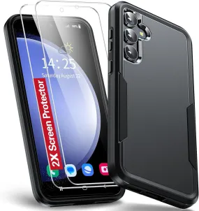 Entronix Heavy Duty Case Designed for Samsung Galaxy A14 Case with 2 Pack Tempered Glass Screen Protector, Shockproof Dropproof Anti-Scratch Case