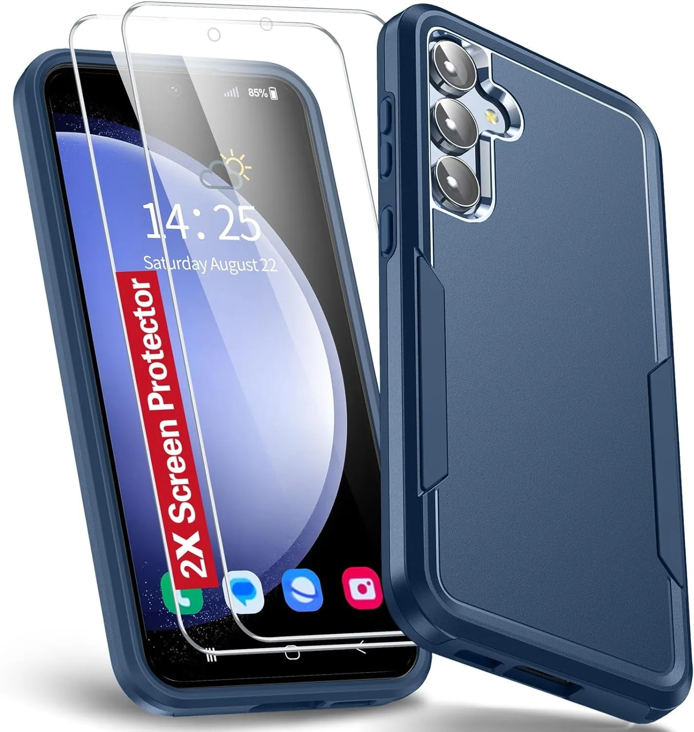 Entronix Heavy Duty Case Designed for Samsung Galaxy A14 Case with 2 Pack Tempered Glass Screen Protector, Shockproof Dropproof Anti-Scratch Case