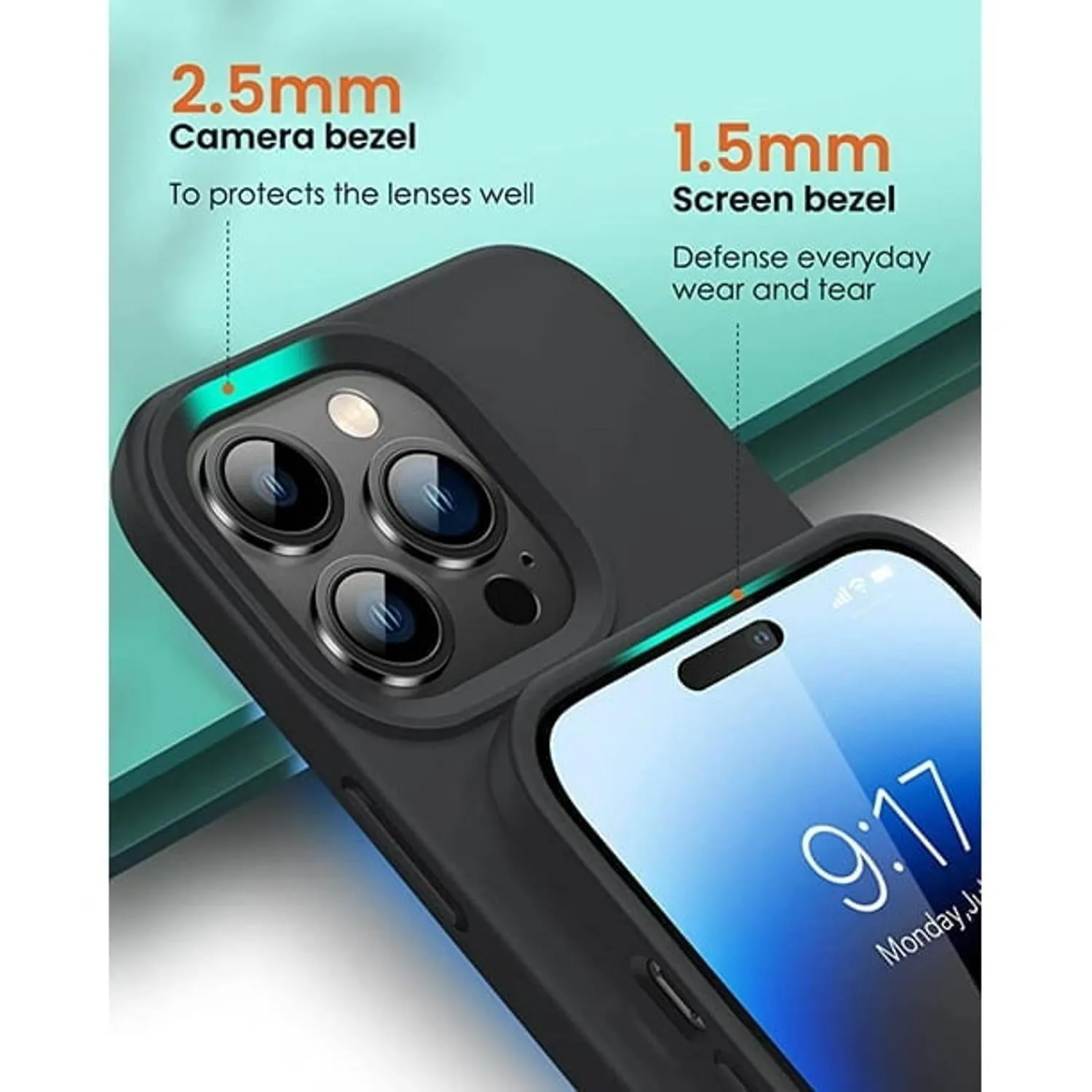 Entronix Silicone Case Designed for Apple iPhone 11 Liquid Silicone Case, 5 in 1 Bundle with 2 Clear Tempered Glass and 2 Camera Lens Shockproof Case