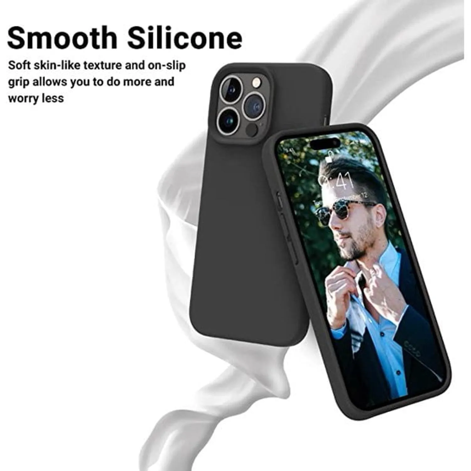 Entronix Silicone Case Designed for Apple iPhone 11 Liquid Silicone Case, 5 in 1 Bundle with 2 Clear Tempered Glass and 2 Camera Lens Shockproof Case