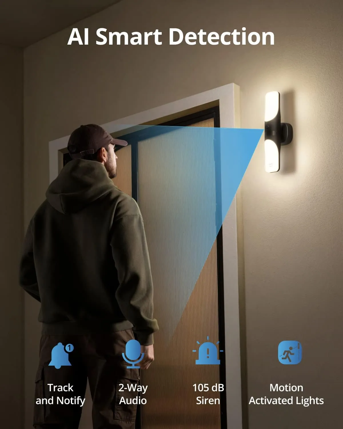 Eufy 2K Wired Wall Light Camera S100 Security Camera Outdoor, 2K Camera with 1200 Lumen Light