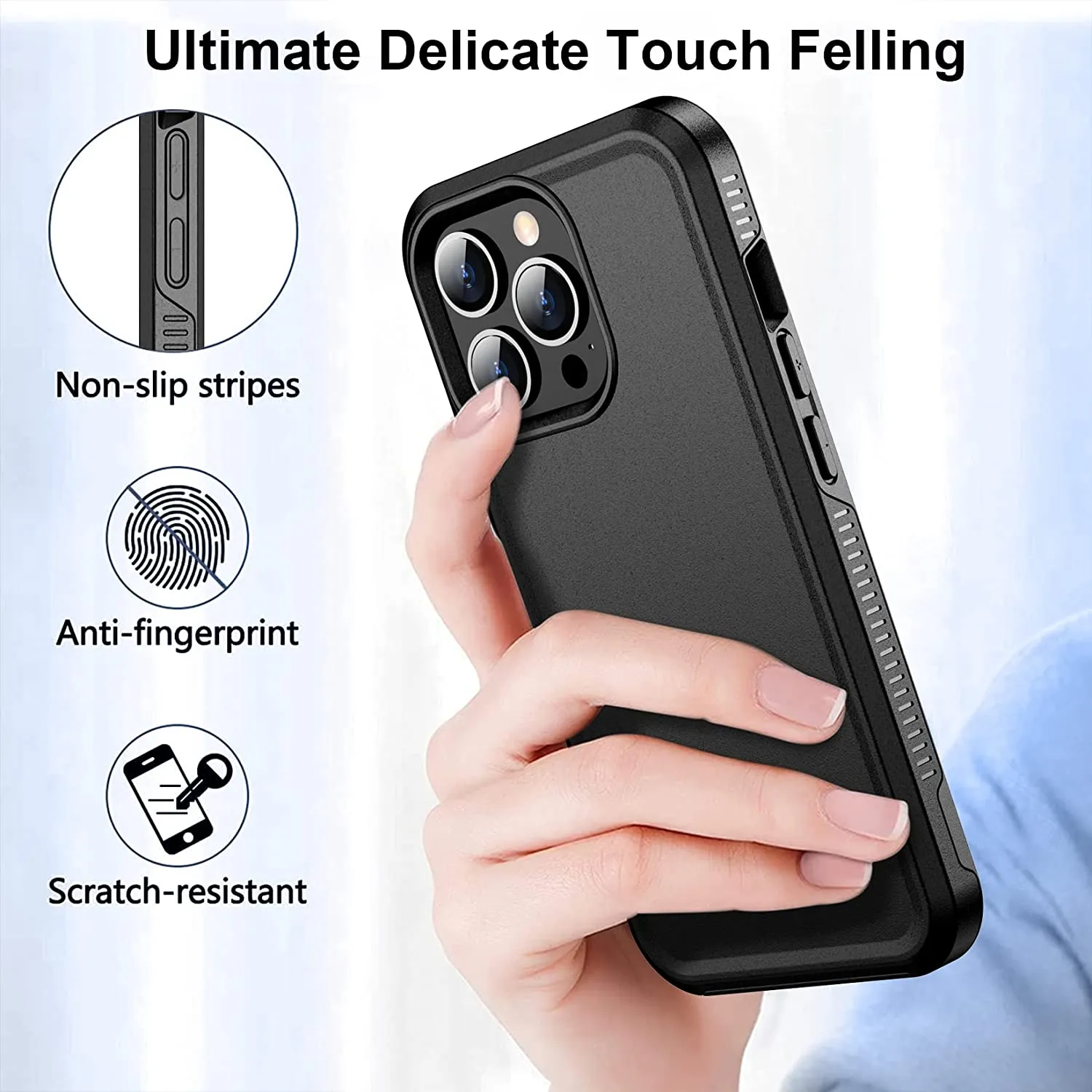 iPhone 14 Pro Max Case Heavy Duty Full-Body Protection Case Black