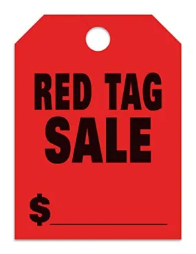 Jumbo "Red Tag Sale" / "Red Tag Special" Car Dealer Mirror Hang Tags - Fluorescent Colors Large Size (8-1/2" × 11-1/2") Tags for Auto Dealership Supplies - Durable 11-Point Stock Material