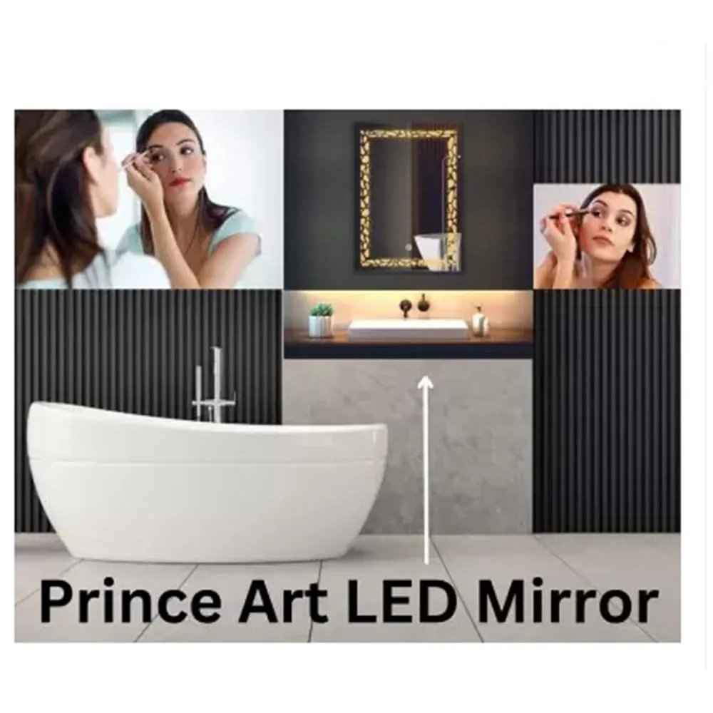 Kamal Led Mirror with Light Bathroom Wall Decor Makeup Room 18x24 Inch LT83 Bathroom Mirror (Designer Finish : Polished)