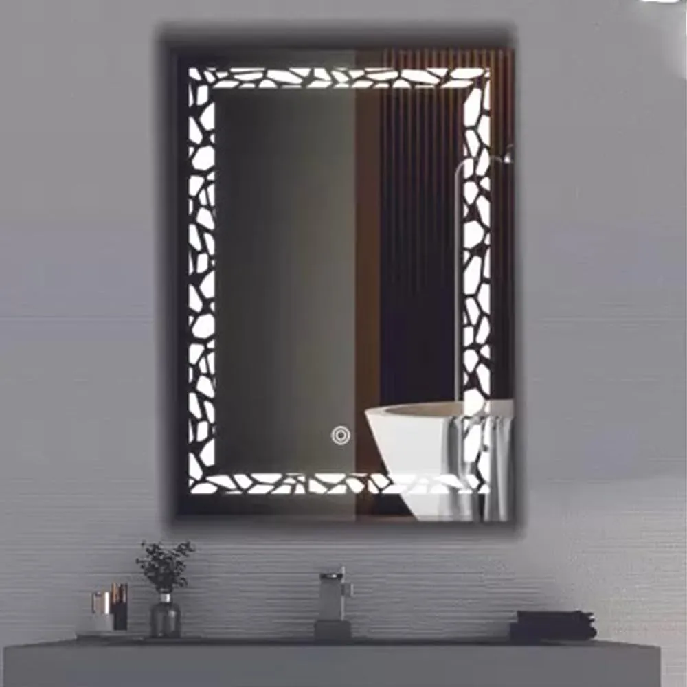 Kamal Led Mirror with Light Bathroom Wall Decor Makeup Room 18x24 Inch LT83 Bathroom Mirror (Designer Finish : Polished)