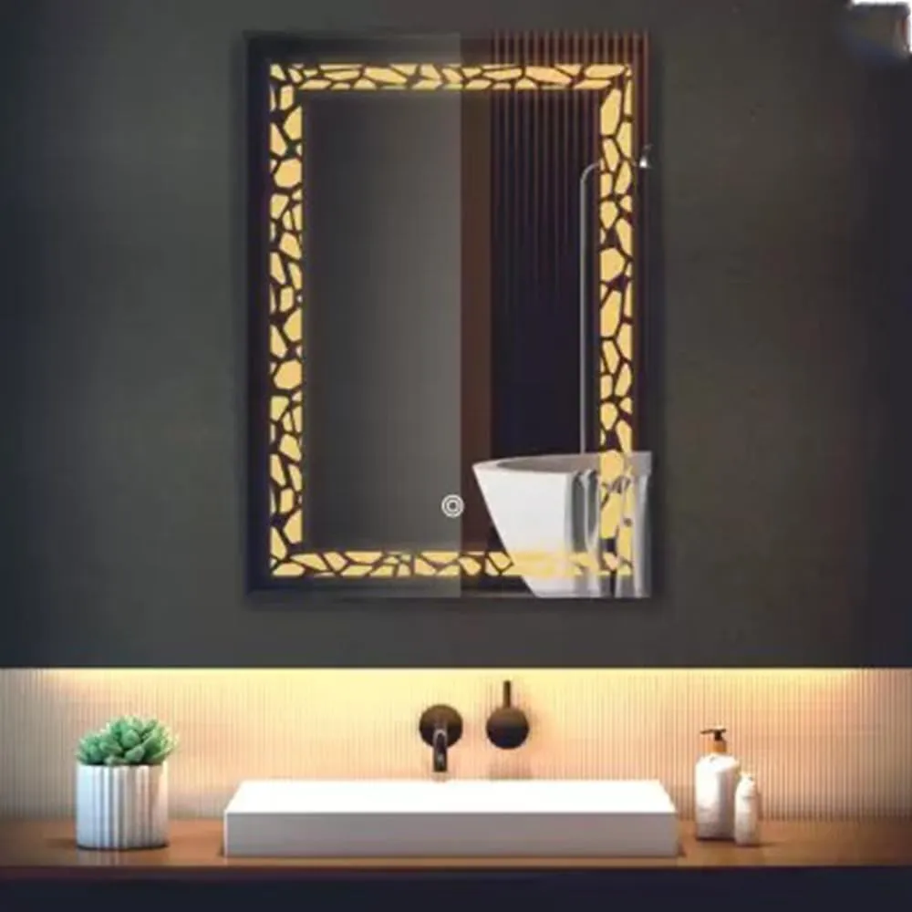 Kamal Led Mirror with Light Bathroom Wall Decor Makeup Room 18x24 Inch LT83 Bathroom Mirror (Designer Finish : Polished)