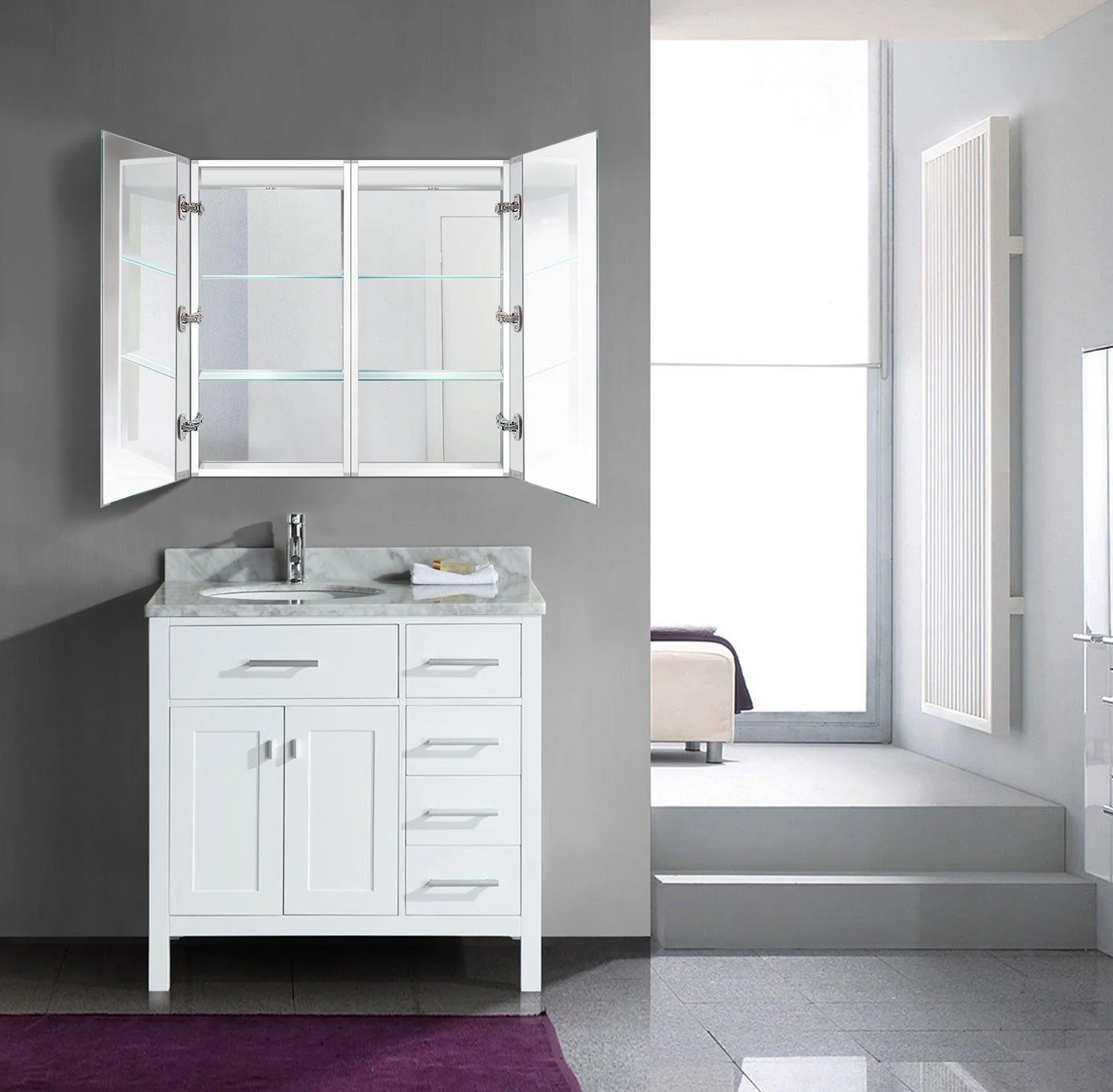 Krugg Kinetic 30″ x 30″ LED Medicine Cabinet w/Dimmer & Defogger
