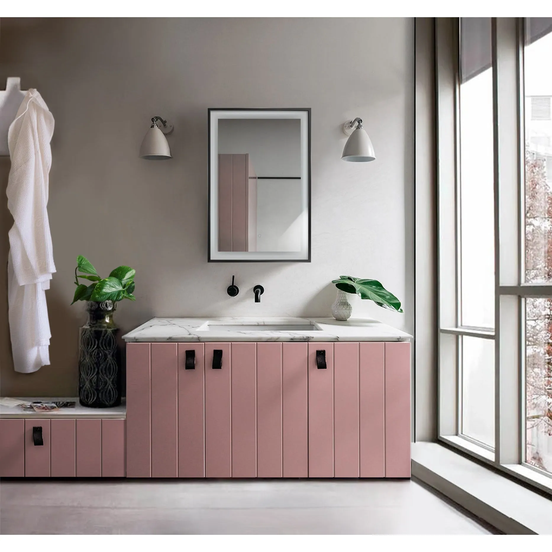 Krugg Soho 24" X 36" Black LED Bathroom Mirror SOHO2436B