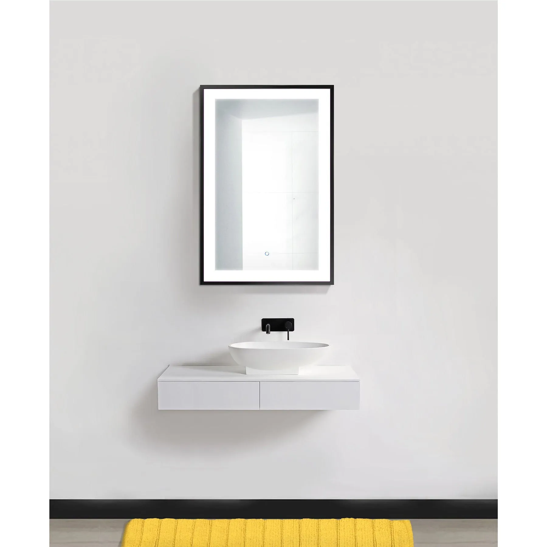 Krugg Soho 24" X 36" Black LED Bathroom Mirror SOHO2436B