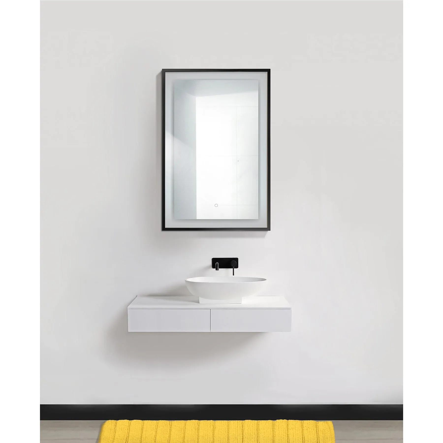 Krugg Soho 24" X 36" Black LED Bathroom Mirror SOHO2436B