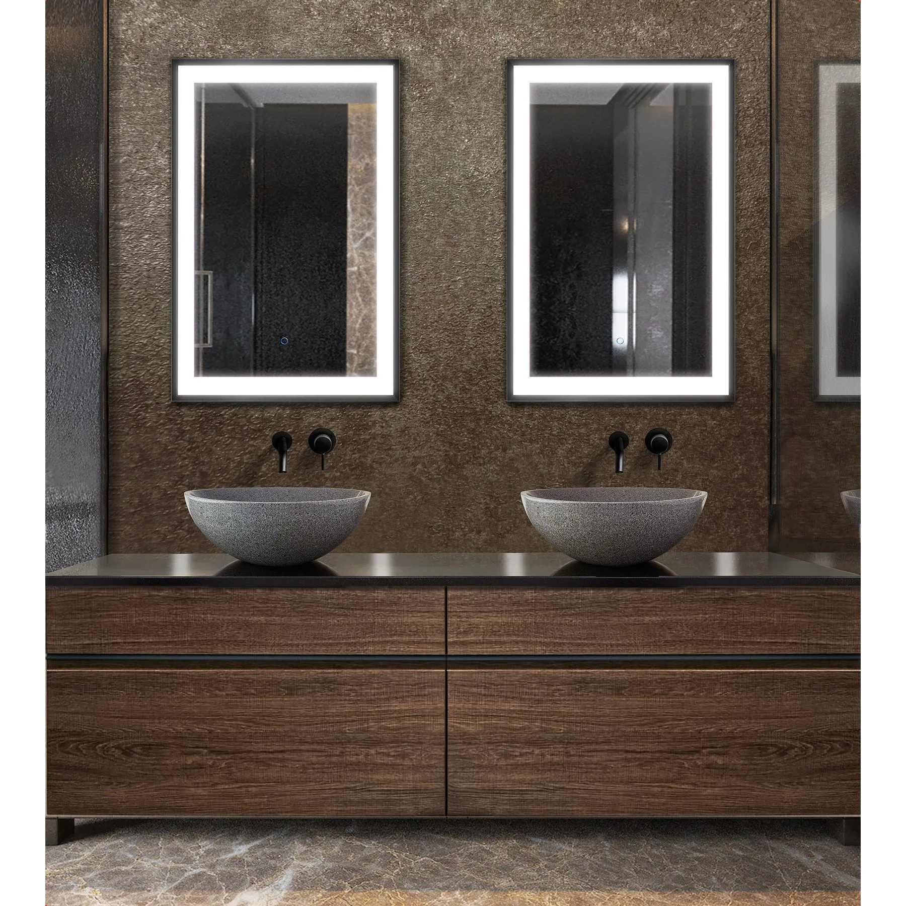 Krugg Soho 24" X 36" Black LED Bathroom Mirror SOHO2436B