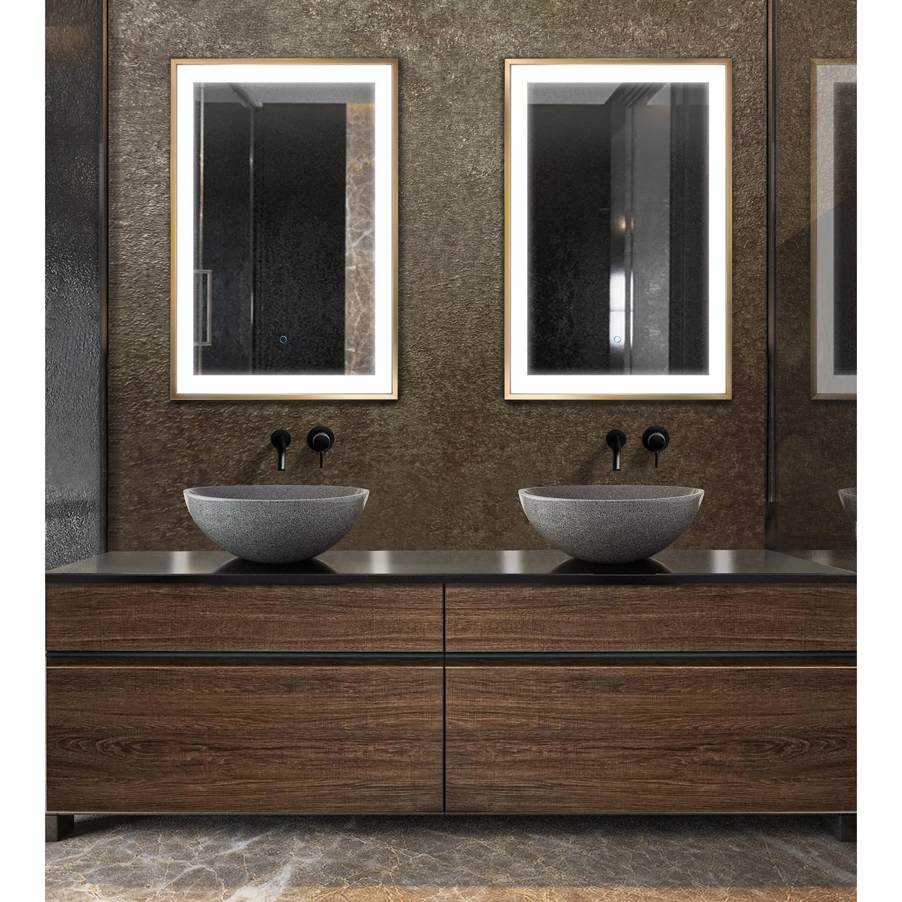 Krugg Soho 24" X 36" Gold LED Bathroom Mirror SOHO2436G