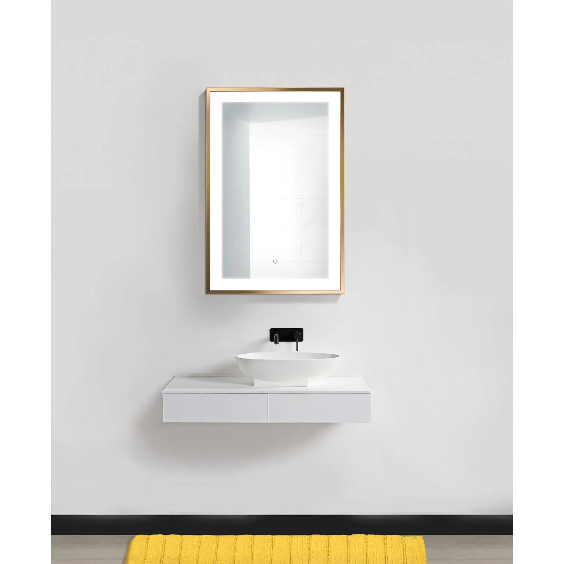Krugg Soho 24" X 36" Gold LED Bathroom Mirror SOHO2436G