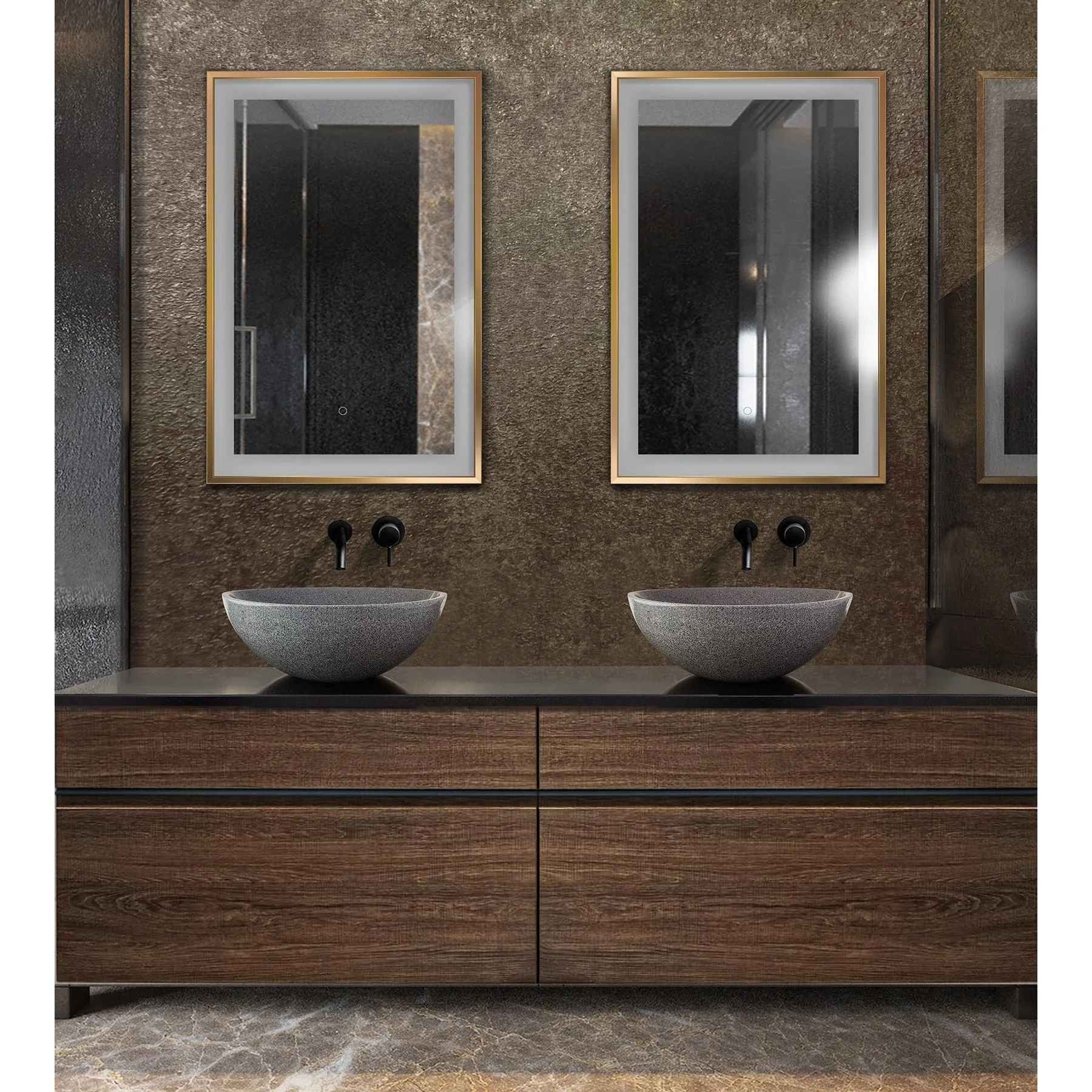 Krugg Soho 24" X 36" Gold LED Bathroom Mirror SOHO2436G