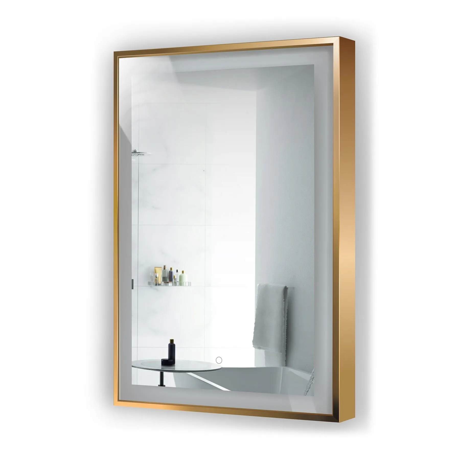 Krugg Soho 24" X 36" Gold LED Bathroom Mirror SOHO2436G