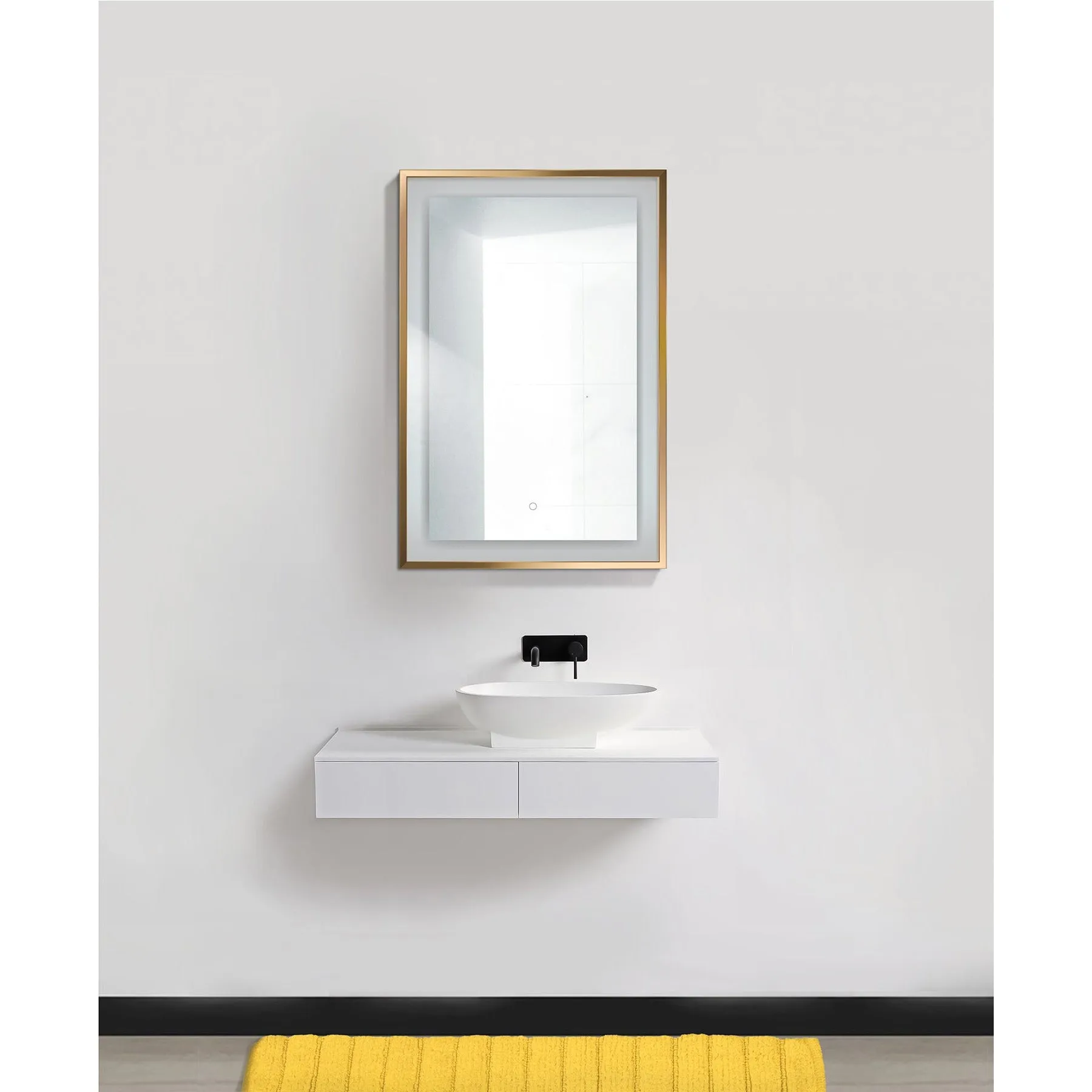Krugg Soho 24" X 36" Gold LED Bathroom Mirror SOHO2436G