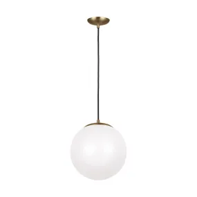 Leo Hanging Globe Large LED Pendant in Satin Bronze with Smooth White Glass
