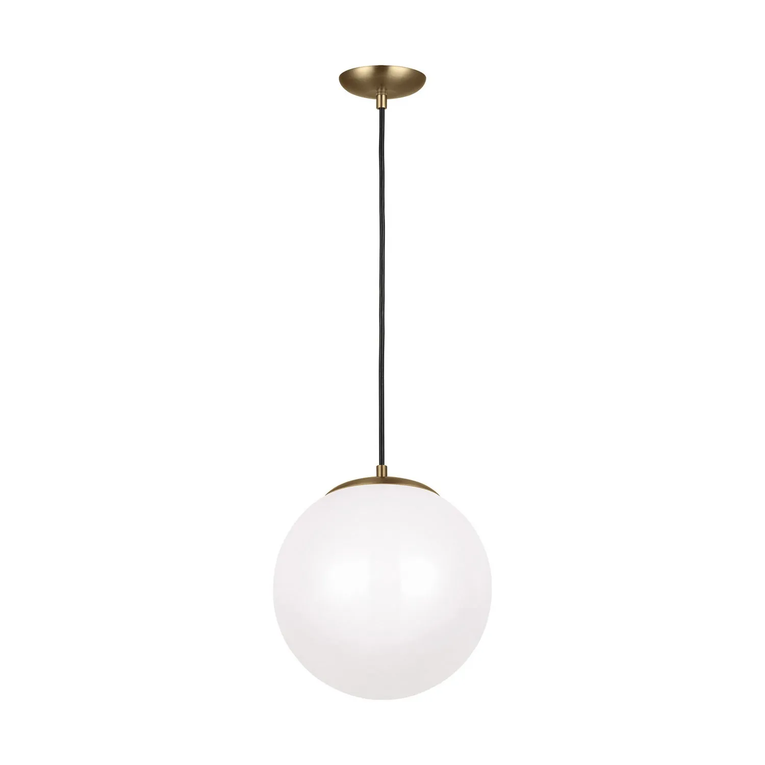 Leo Hanging Globe Large LED Pendant in Satin Bronze with Smooth White Glass
