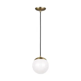 Leo Hanging Globe Small LED Pendant in Satin Bronze with Smooth White Glass