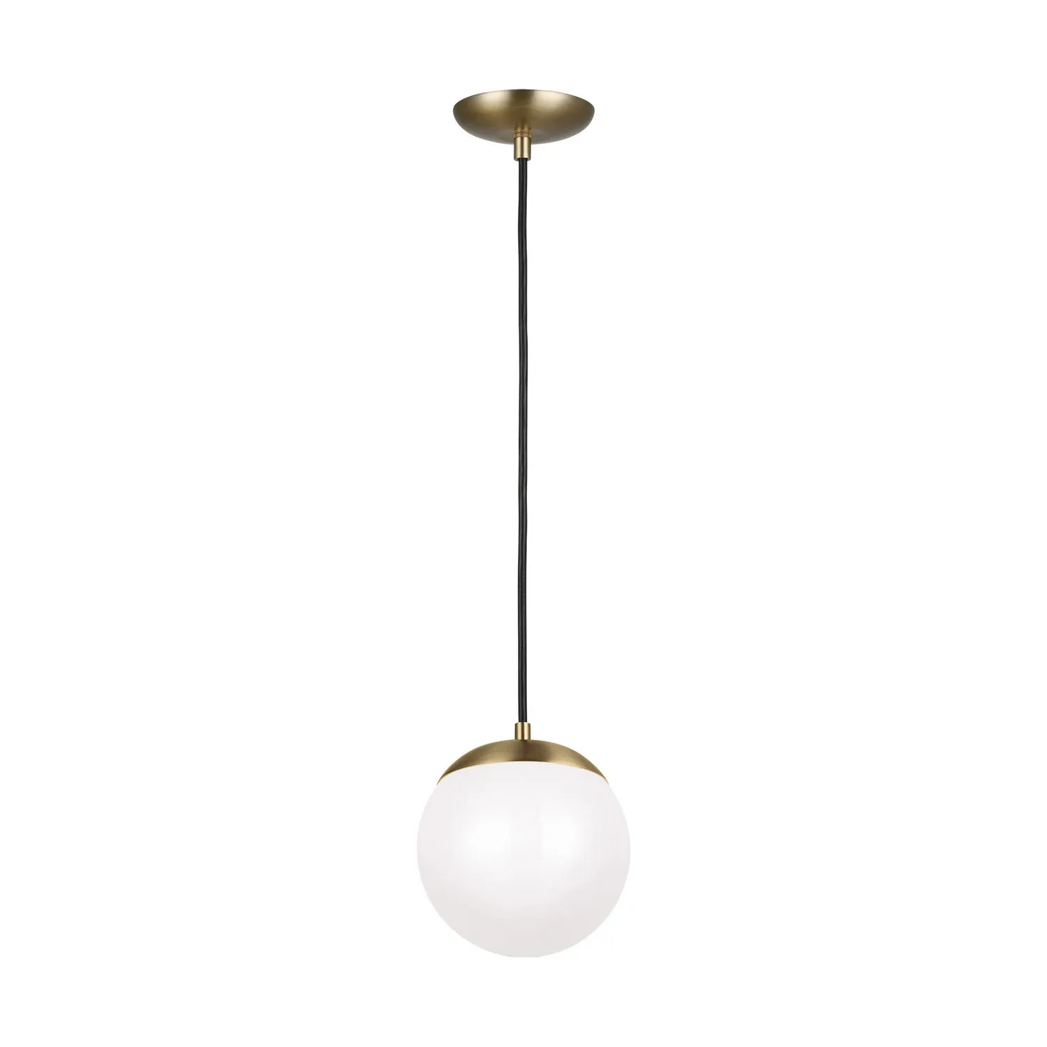 Leo Hanging Globe Small LED Pendant in Satin Bronze with Smooth White Glass