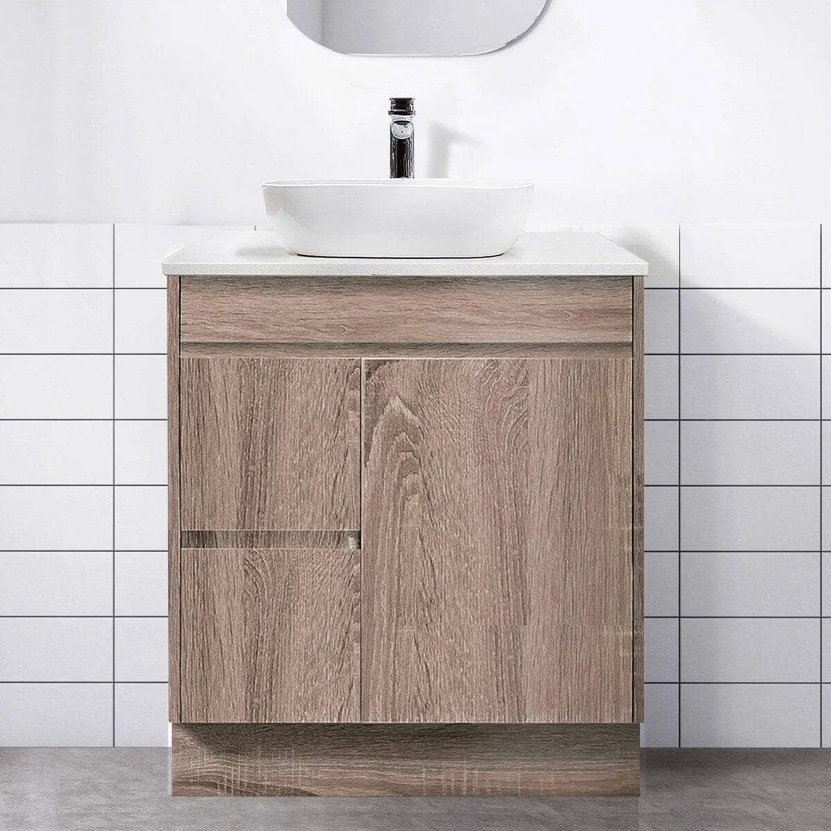 Logan 750mm Timber Vanity (Left Hand)   Bliss Stone Top